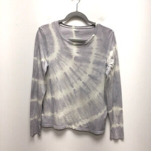Madewell Womens Purple Tie Dye Crew Neck Long Sleeve Pullover Basic T-Shirt M